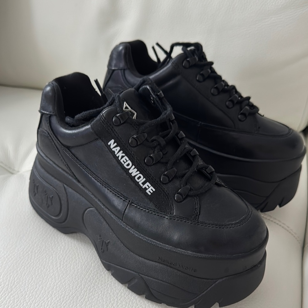 Naked Wolfe Black Chunky Platform Sneakers
